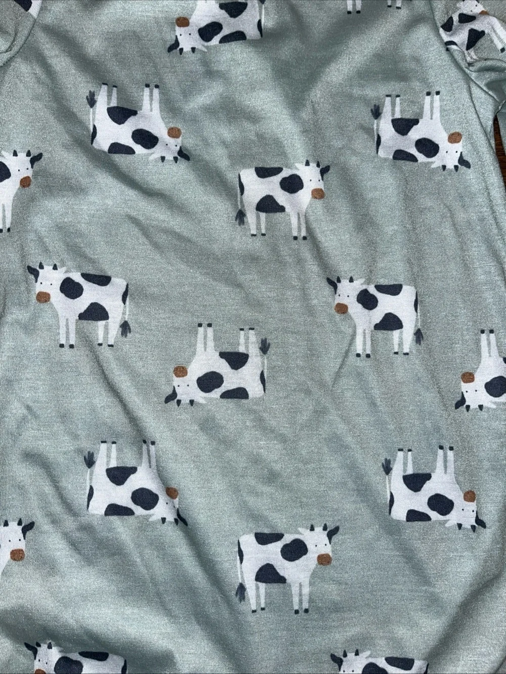 Mint Green COWS CLASSIC ZIPPER FITTED FOOTIE One-Piece for Toddlers 4T